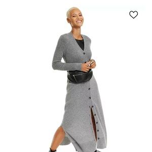 Charter Club Button-Down Cashmere Sweater Dress Gray Long Button-Up Cardigan